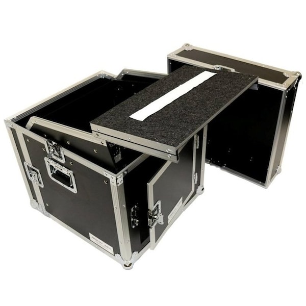 Deejay Led Fly Drive Rack Case 8U-Space ideal for DJ Amplifiers w/ Sliding Laptop Shelf - TBHM8ULT