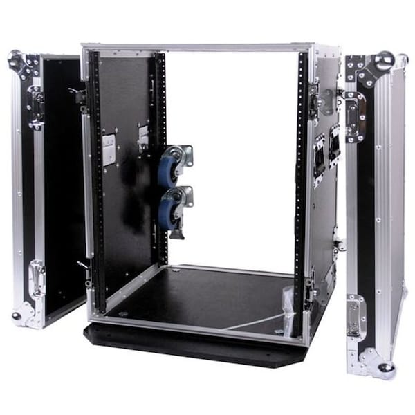 Deejay Led Fly or Drive DJ Equipment Rack with 14u-Space Height and Heavy Duty Castor Wheels - TBH14UADW