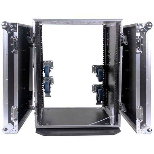 Deejay Led Fly or Drive DJ Equipment Rack with 14u-Space Height and Heavy Duty Castor Wheels - TBH14UADW