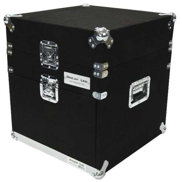 Deejay Led Slant Rack Drive Tour Case 6U-Space Amplifier Side 10U-Space Mixer Side w/Black Carpeted Exterior - TBH6U10SLANTWOOD