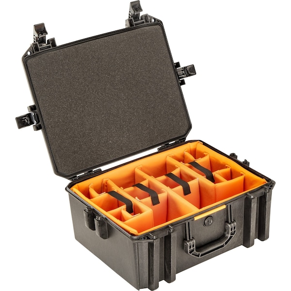 Pelican Case w/Dividers, 22.42x17.46x9.16 in, Blk - V550WD