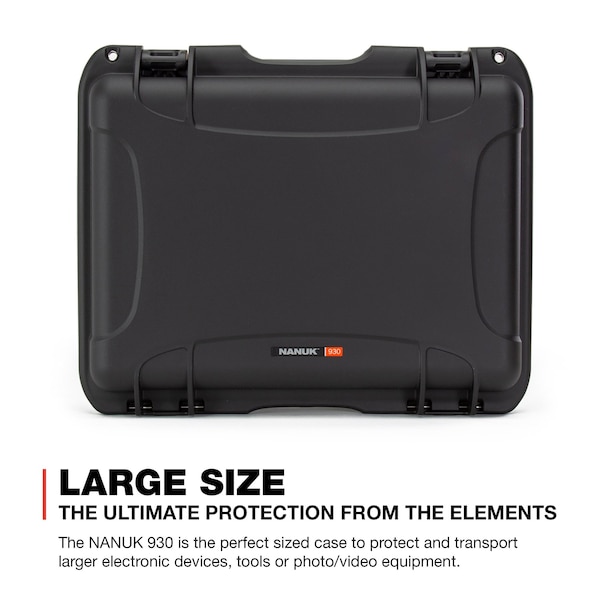 Nanuk Cases Black Protective Case, 19.8"L x 16"W x 7.6"D - 930S-010BK-0A0