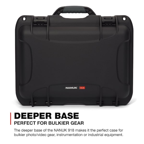 Nanuk Cases Black Carrying Case, 16.9"L x 12.9"W x 9.3"D - 918-1001