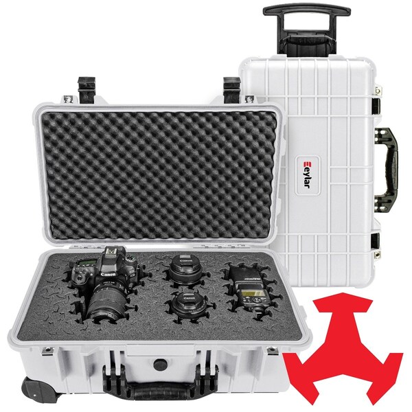 Eylar 22in Carry-On Roller Hard Case With Ragar Reconfigurable & Reusable Crosslinked Foam Insert - SA00034-WHI-RG-XP