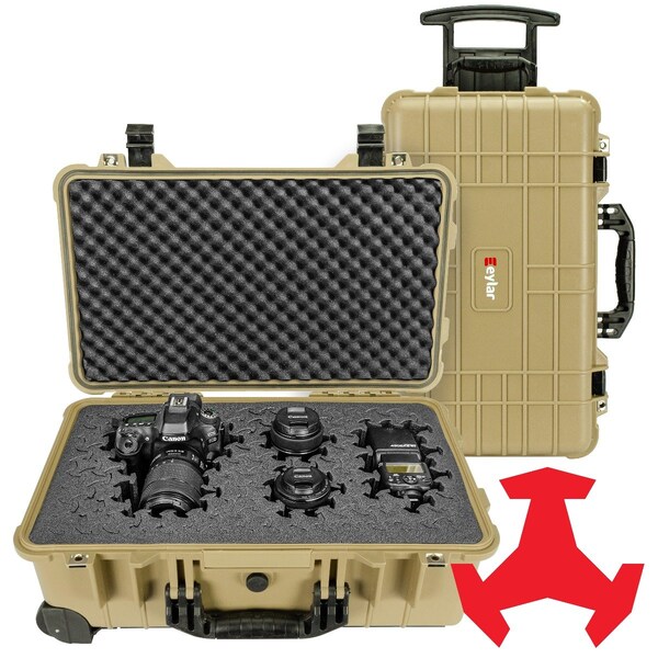 Eylar 22in Carry-On Roller Hard Case With Ragar Reconfigurable & Reusable Crosslinked Foam Insert - SA00034-TAN-RG-XP