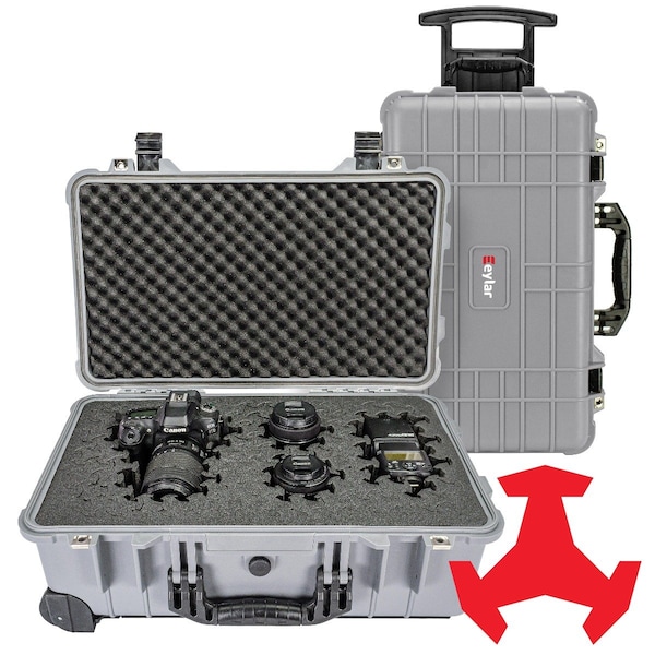 Eylar 22in Carry-On Roller Hard Case With Ragar Reconfigurable & Reusable Crosslinked Foam Insert - SA00034-GRA-RG-XP