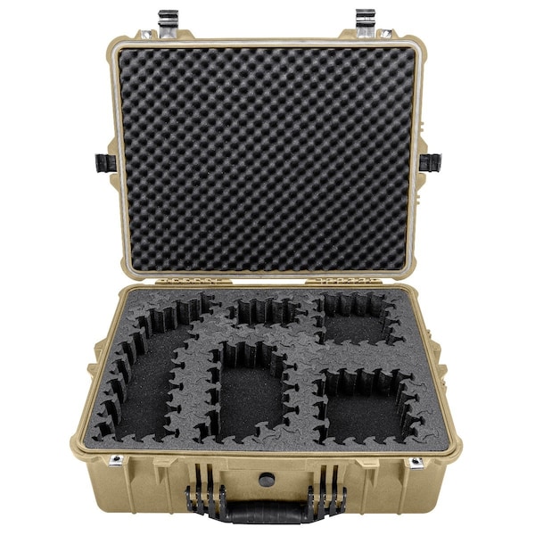 Eylar 24in X-Large Hard Case Equipped With Ragar Reconfigurable & Reusable XP Crosslinked Foam Insert - SA00041-TAN-RG-XP
