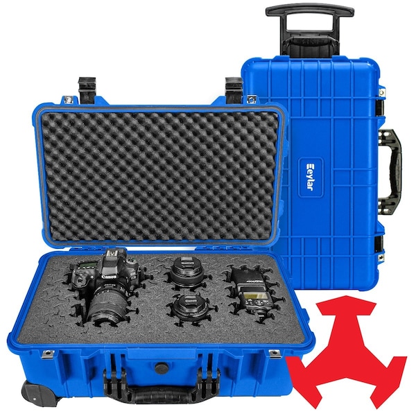 Eylar 22in Carry-On Roller Hard Case With Ragar Reconfigurable & Reusable Crosslinked Foam Insert - SA00034-BLU-RG-XP