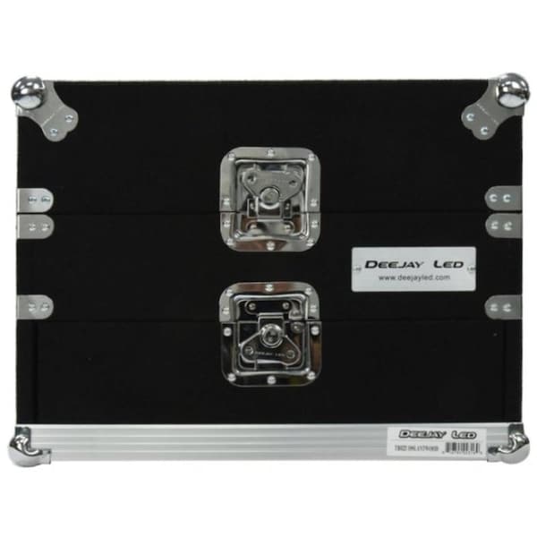 Deejay Led Slant Rack Drive Tour Case 2U-Space Amplifier Side 10U-Space Mixer Side w/Black Carpeted Exterior - TBH2U10SLANTWOOD
