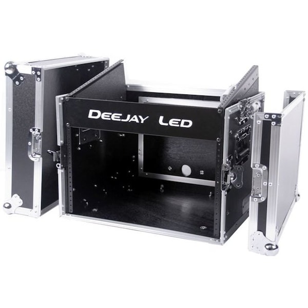 Deejay Led Fly Drive Case 8u Space Slant Mixer Rack / 6u Space Vertical Rack System with Full AC Door - TBHM806E