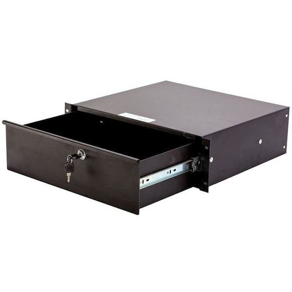 Deejay Led 3U-Space Metal Locking Rack Drawer for Standard DJ Size Equipment. - TBH3URDW