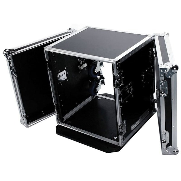 Deejay Led Fly Drive Case For 19-in Width DJ Amplifier or Similarly Sized Equipment w/Laptop Shelf w/Wheels - TBH12UADW