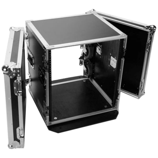 Deejay Led Fly Drive Case For 19-in Width DJ Amplifier or Similarly Sized Equipment w/Laptop Shelf w/Wheels - TBH12UADW