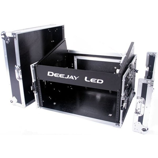 Deejay Led Fly Drive Case 8u Space Slant Mixer Rack / 4 u Space Vertical Rack System with Full AC Door - TBHM804E