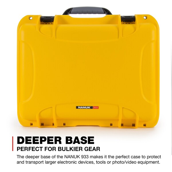 Nanuk Cases Yellow Carrying Case, 19.9"L x 16.1"W x 10.1"D, Material: Lightweight NK-7 Polypropylene - 933-1004