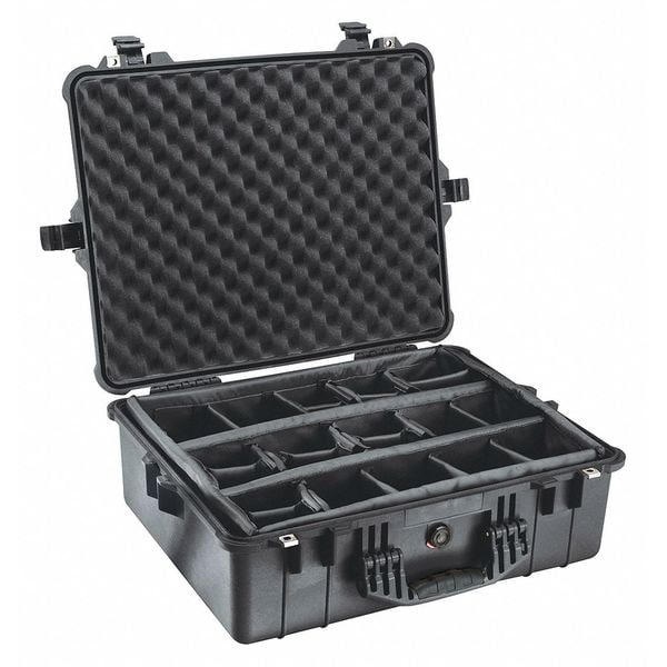 Pelican Black Padded Divider Case, 24-1/4"L x 19.43"W x 8.68"D - 1604