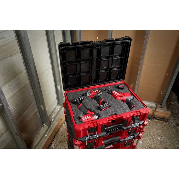 Milwaukee Tool PACKOUT XL Tool Box + Tool Case + Work Top, Polymer, Black/Red, 22 in W x 16-1/4 in D x 19 in H - 48-22-8429, 48-22-8450, 48-22-8488