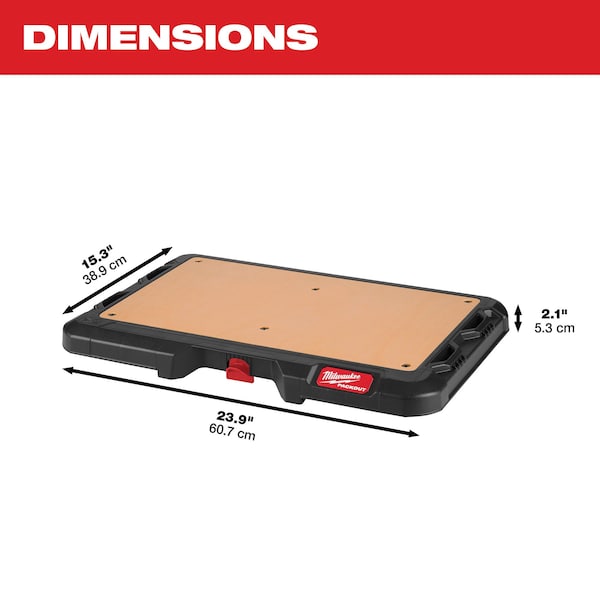 Milwaukee Tool PACKOUT XL Tool Box + Tool Case + Work Top, Polymer, Black/Red, 22 in W x 16-1/4 in D x 19 in H - 48-22-8429, 48-22-8450, 48-22-8488