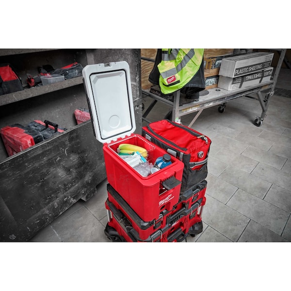 Milwaukee Tool PACKOUT 16 QT Compact Cooler + Compact Tool Box + Low-Profile Organizer, Polymer, Black/Red - 48-22-8460, 48-22-8422, 48-22-8431