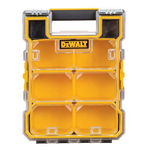 Dewalt Pro Mid-Size Organizer, Plastic, Black/Yellow, 13-1/2 in W x 4-1/2 in D x 10 in H - DWST14735