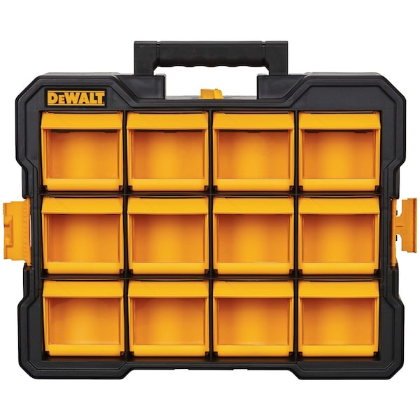 Dewalt Pro Flip-Bin Organizer, Plastic, Black/Yellow, 18 in W x 4 in D x 14 in H - DWST14121
