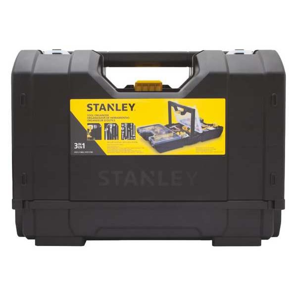 Stanley Tool Organizer, Plastic, Black/Yellow, 17 in W x 9 in D x 12 in H - STST17700