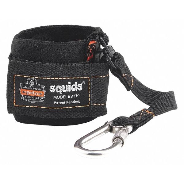 Ergodyne Wrist Tool Lanyard, Carabiner, 8in.L, Black - 3114