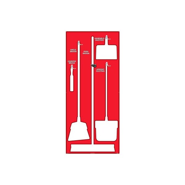 Nmc National Marker Janitorial Shadow Board, Red on White, General Purpose Composite - SB106ACP - SB106ACP