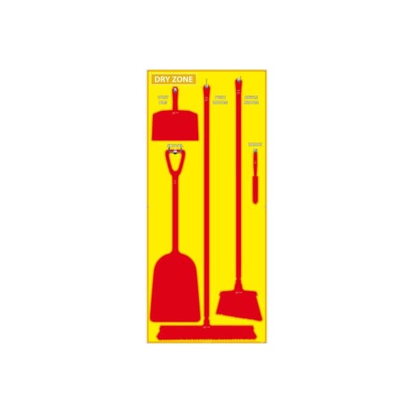 Nmc National Marker Dry Zone Shadow Board, Yellow/Red, 68 X 30, Aluminum - - SB138AL