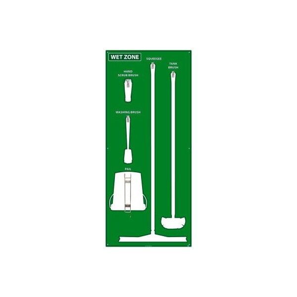 Nmc National Marker Wet Zone Shadow Board, Green/White, 68 X 30, Pro Series Acrylic - - SB117FG
