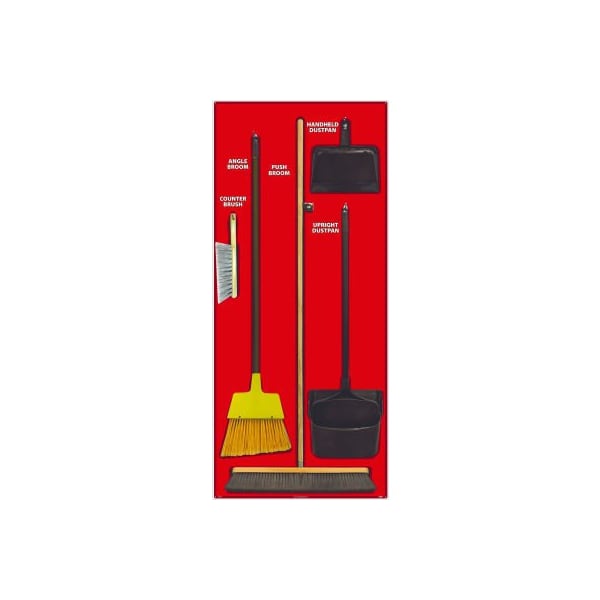 Nmc National Marker Janitorial Shadow Board Combo Kit, Red on Black, General Purpose Composite- SBK105ACP - SBK105ACP