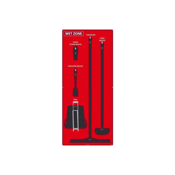 Nmc National Marker Wet Zone Shadow Board, Red/Black, 68 X 30, ACP, Aluminum Composite Panel - - SB112ACP