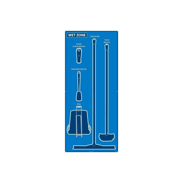 Nmc National Marker Wet Zone Shadow Board, Blue/Blue, 68 X 30, ACP, Aluminum Composite Panel - - SB115ACP