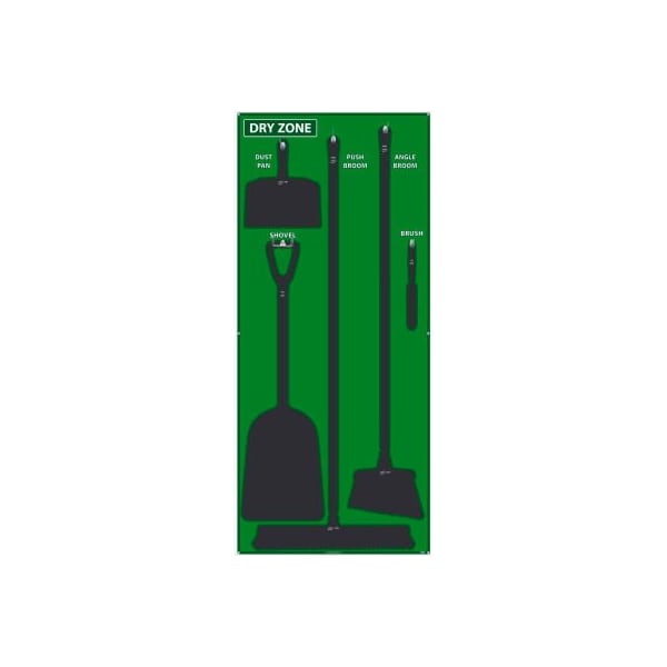 Nmc National Marker Dry Zone Shadow Board, Green/Black, 68 X 30, ACP, Aluminum Composite Panel - - SB136ACP