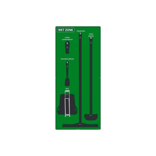 Nmc National Marker Wet Zone Shadow Board, Green/Black, 68 X 30, Aluminum - SB120AL - SB120AL