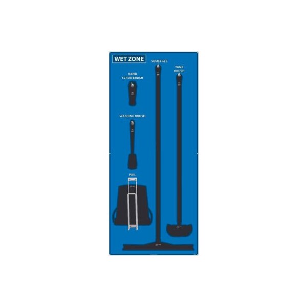 Nmc National Marker Wet Zone Shadow Board, Blue/Black, 68 X 30, ACP, Aluminum Composite Panel - - SB116ACP