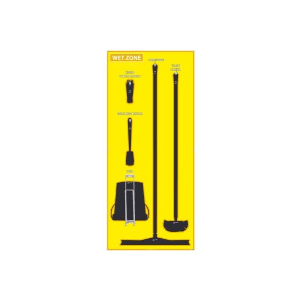 Nmc National Marker Wet Zone Shadow Board, Yellow/Black, 68 X 30, Aluminum - - SB124AL