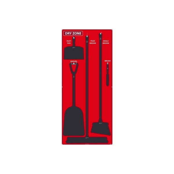 Nmc National Marker Dry Zone Shadow Board, Red/Black, 68 X 30, Aluminum - SB128AL - SB128AL