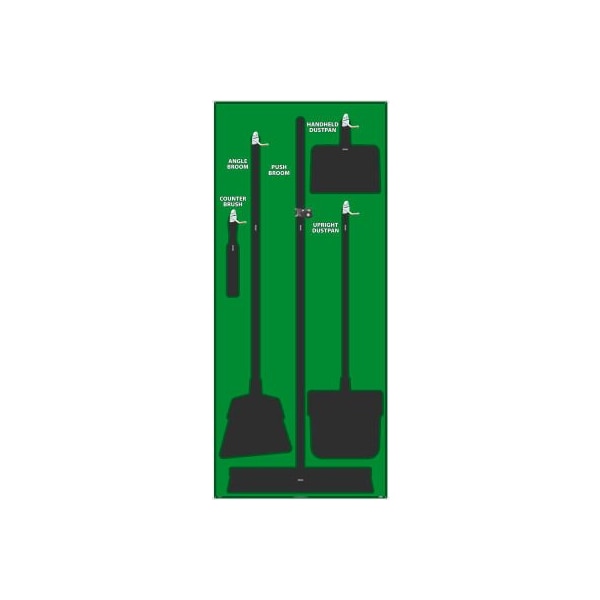 Nmc National Marker Janitorial Shadow Board, Green on Black, General Purpose Composite - - SB103ACP