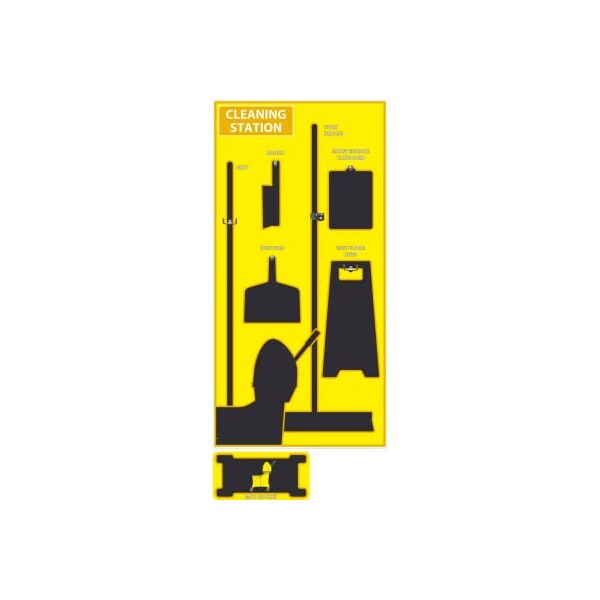 Nmc National Marker Cleaning Station Shadow Board, Yellow/Black, 72 X 36, Acp, General Purpose Composite - SB148ACP