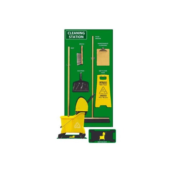Nmc National Marker Cleaning Station Shadow Board, Combo Kit, Green/Black, 72 X 36, Acp, Composite - SBK146ACP