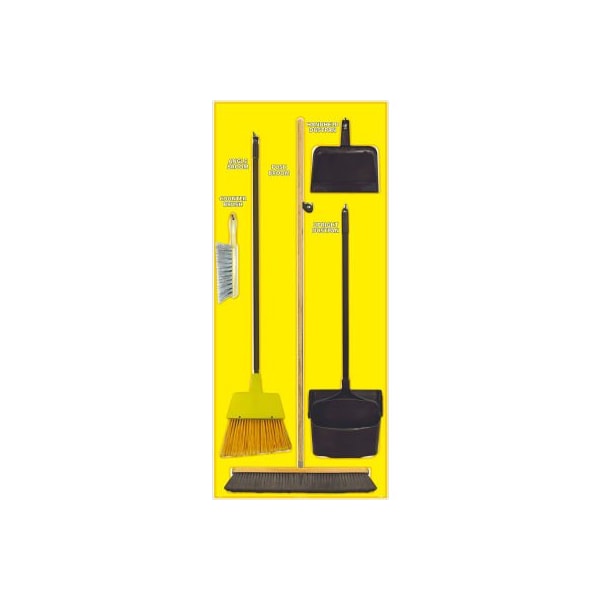 Nmc National Marker Janitorial Shadow Board Combo Kit, Yellow on Wht, General Purpose Composite- - SBK108ACP
