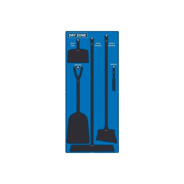 Nmc National Marker Dry Zone Shadow Board, Blue/Black, 68 X 30, ACP, Aluminum Composite Panel - - SB132ACP