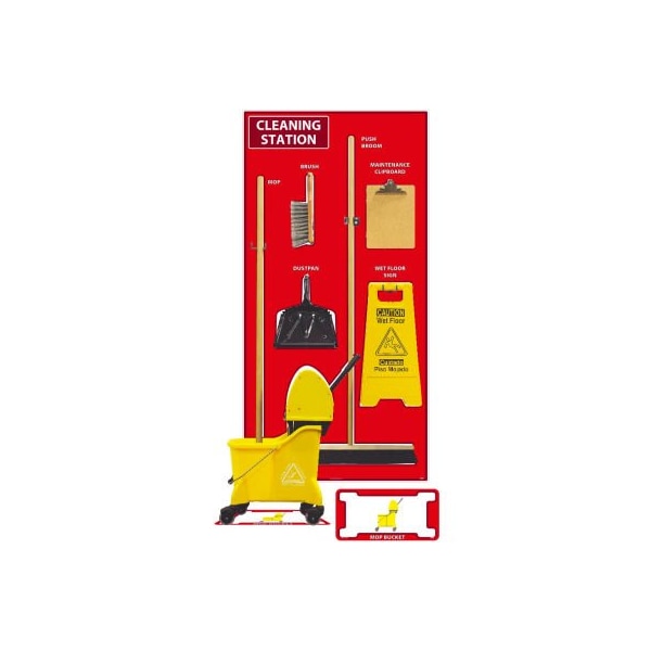 Nmc National Marker Cleaning Station Shadow Board, Combo Kit, Red/White, 72 X 36, Aluminum - SBK143AL