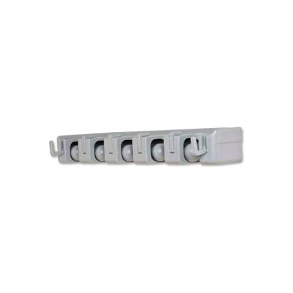 Sp Richards Wall Organizer Rack, Gray, 16-13/16", 6 Hooks/5 Grips - GJO12504