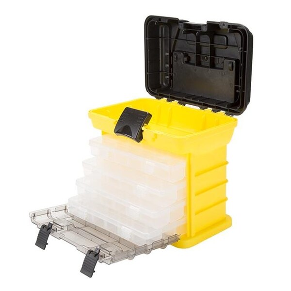 Stalwart Stalwart 75-STO3182 Parts & Crafts Rack Style Tool Box with 4 Organizers - Yellow - 75-STO3182