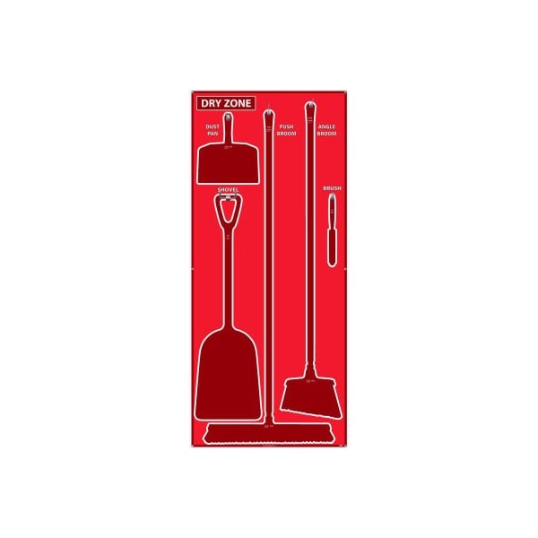 Nmc National Marker Dry Zone Shadow Board, Red/Red, 68 X 30, Aluminum - - SB126AL
