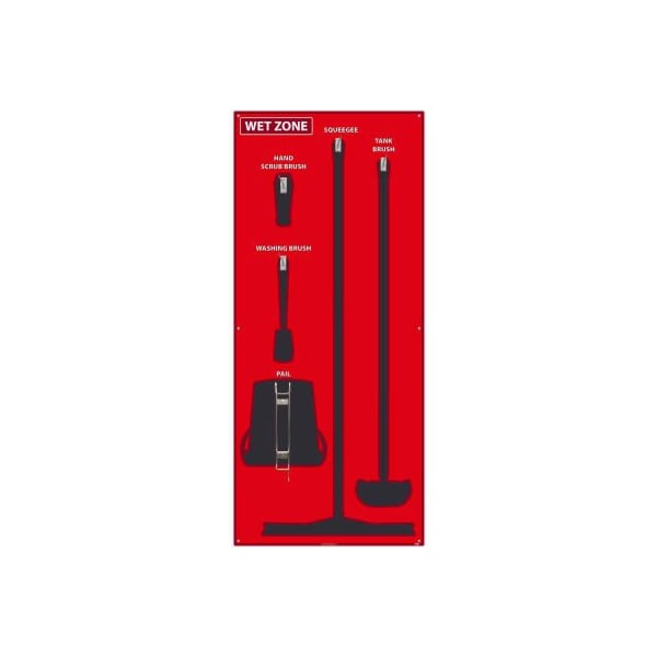 Nmc National Marker Wet Zone Shadow Board, Red/Black, 68 X 30, Pro Series Acrylic - - SB112FG
