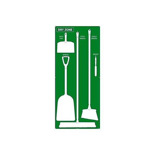 Nmc National Marker Dry Zone Shadow Board, Green/White, 68 X 30, Aluminum - SB133AL - SB133AL
