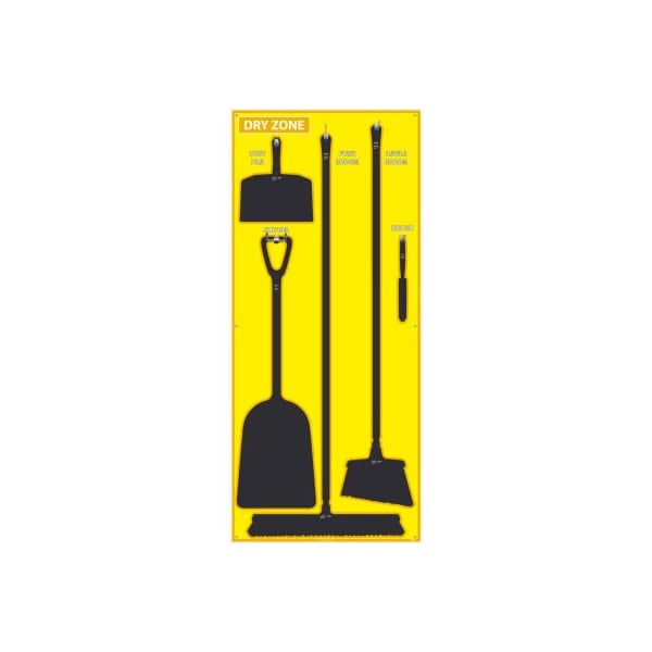 Nmc National Marker Dry Zone Shadow Board, Yellow/Black, 68 X 30, Pro Series Acrylic - - SB140FG